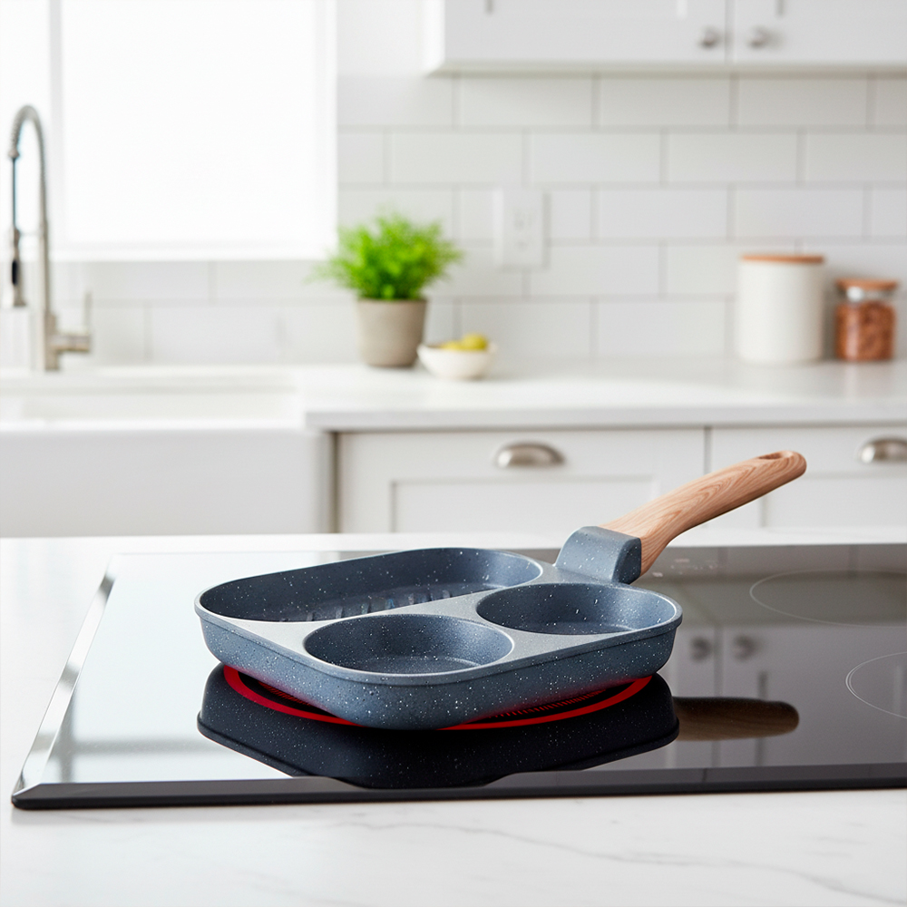 Frigideira Antiaderente 4 Furos Bife Ovo Fogão Indução