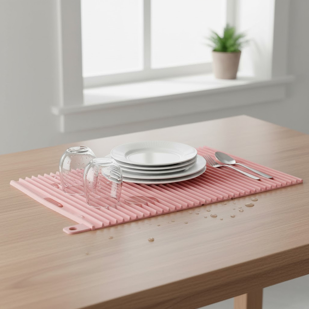 Tapete De Secagem De Silicone Life Ct-262 Rosa Para Pia