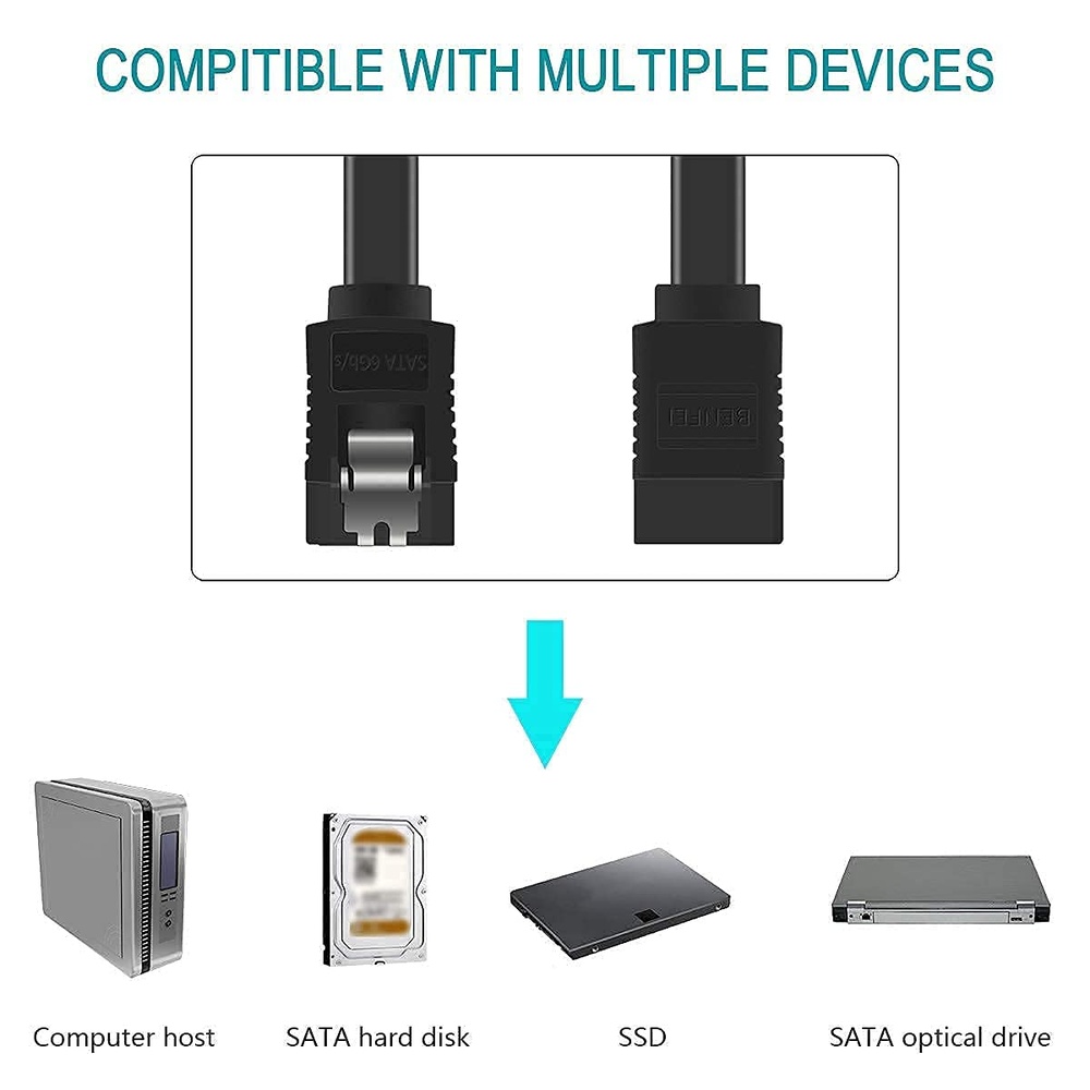 Cabo De Dados Sata3 6Gbps Benfei Para Hdd Ssd Preto Reto