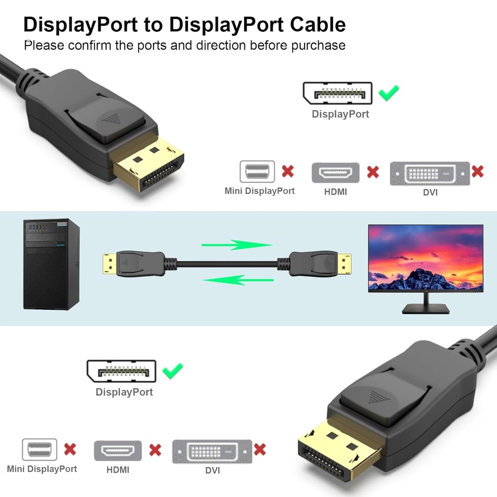 Cabo DisplayPort 8K 1,8M Benfei Vesa Certificado DP 1.4