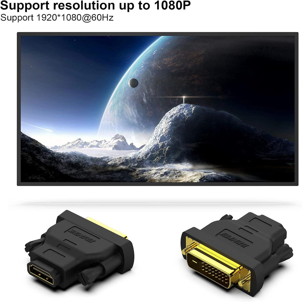 Adaptador Benfei DVI Para HDMI Macho/Fêmea 2 Peças Ouro