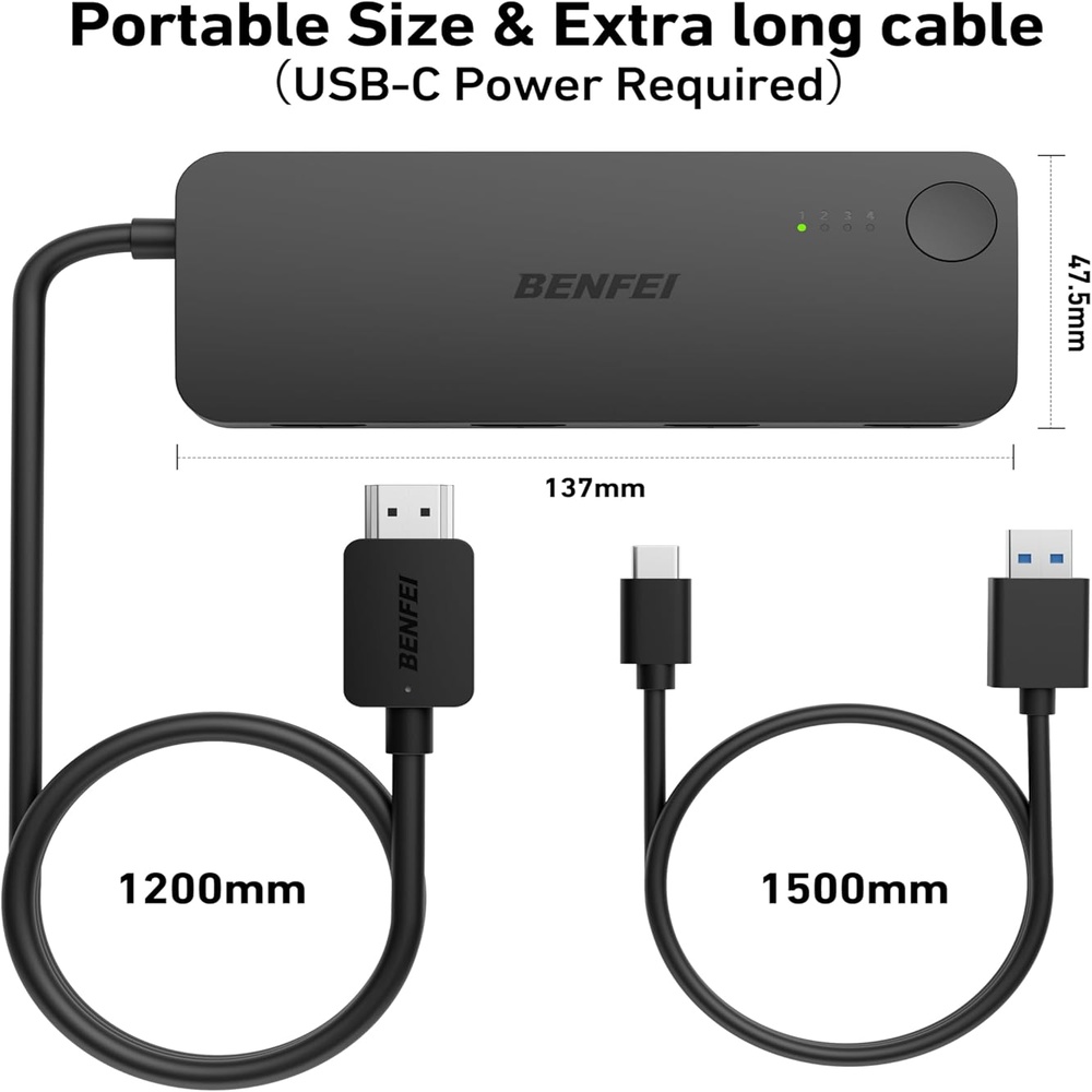 Benfei Hdmi Switch 4IN1 Saída 4K60Hz 2K 144Hz Tv Pc Xbox