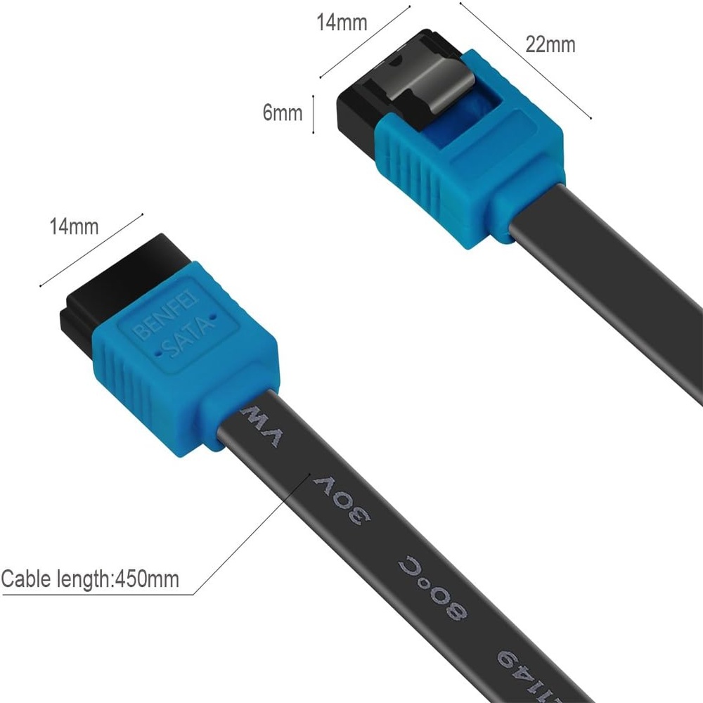 Benfei Cabo Sata III 6Gbps p/HD E SSD Dados Reto Interno