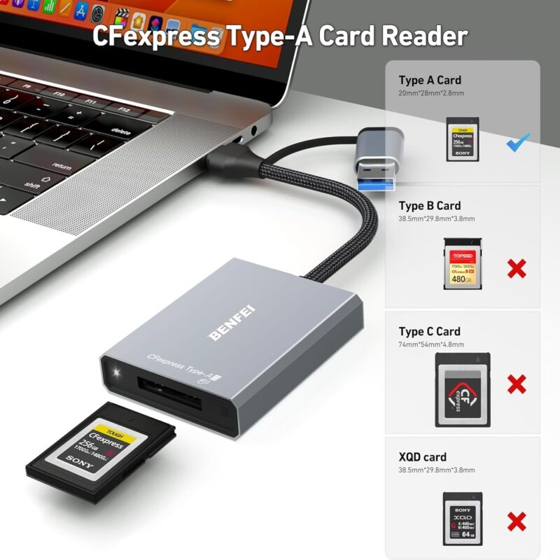 Benfei Leitor de Cartão Cfexpress A p/Usb 3.2 A/C 10Gbps