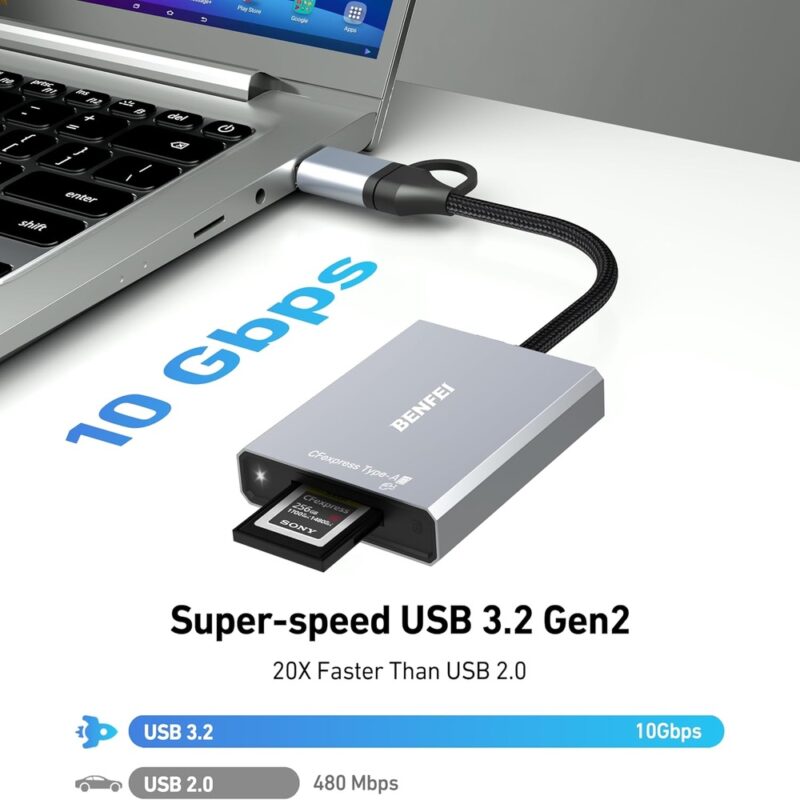 Benfei Leitor de Cartão Cfexpress A p/Usb 3.2 A/C 10Gbps