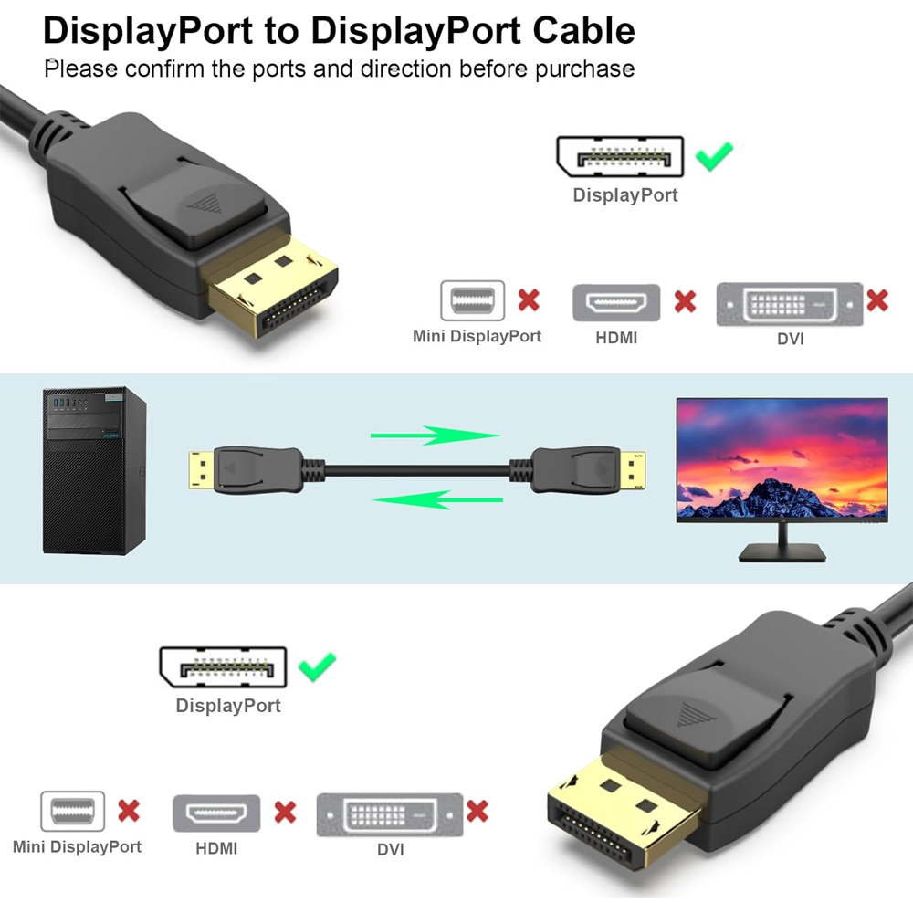 Cabo DisplayPort 8K/60Hz Benfei 1M Macho para Monitor PC