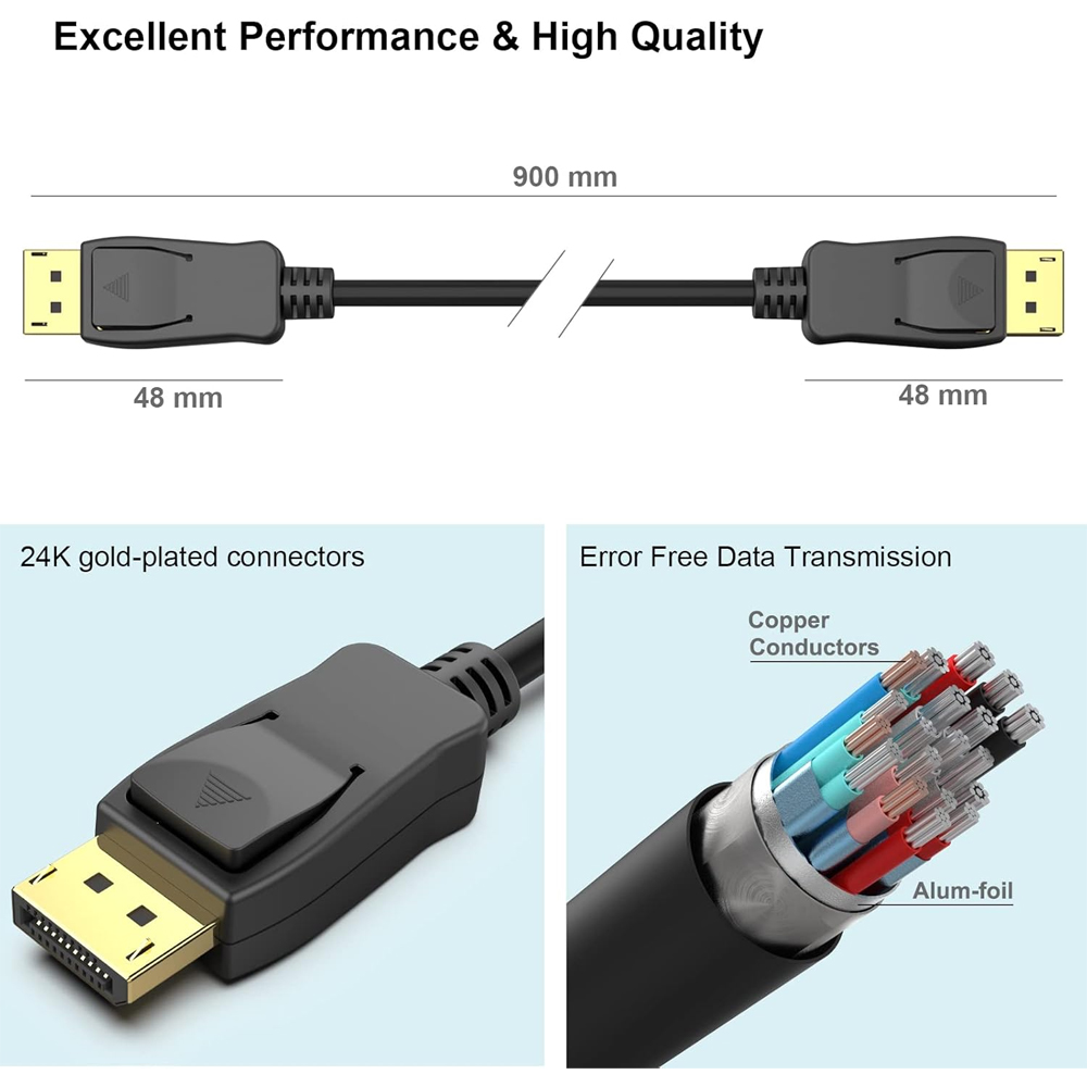 Cabo DisplayPort 8K/60Hz Benfei 1M Macho para Monitor PC