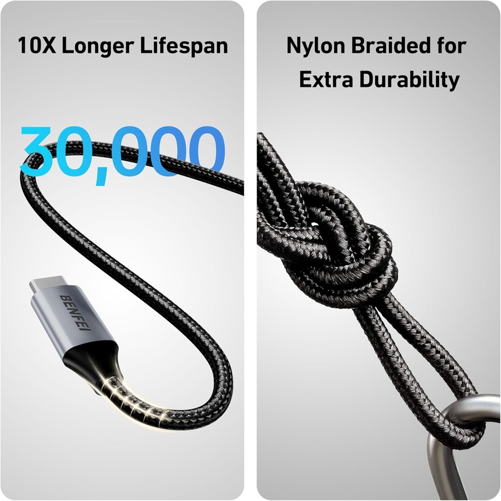 Cabo Usb-C 60W Benfei Carregamento Dados Trançado Nylon