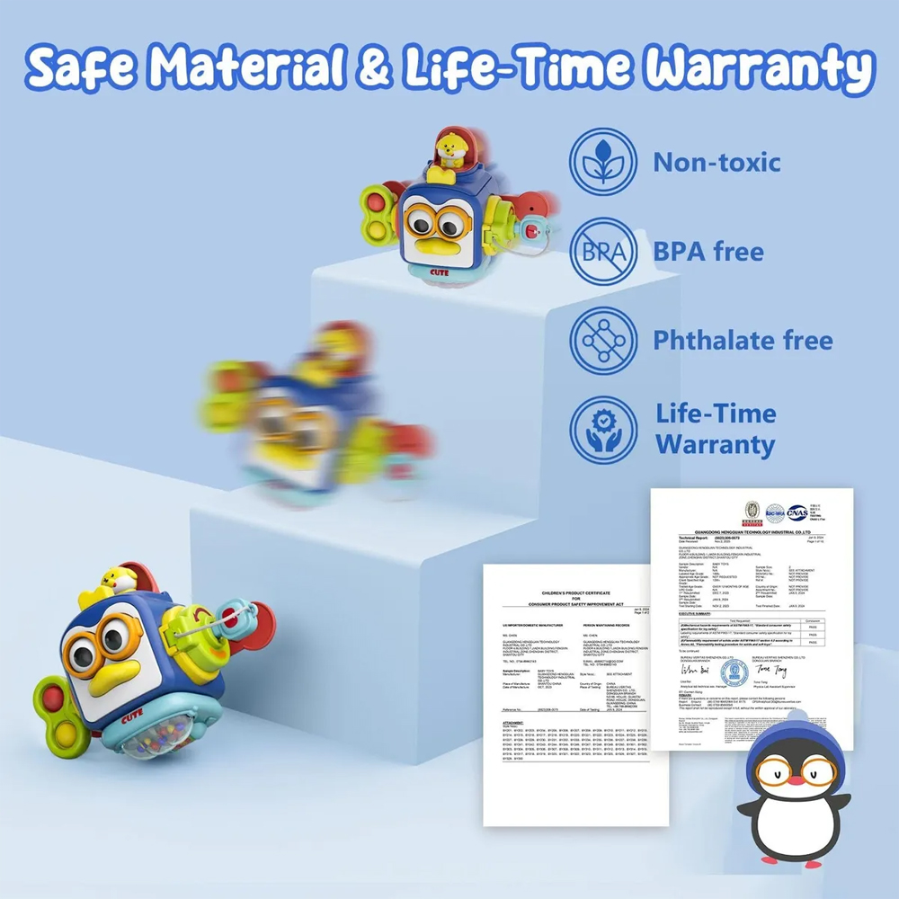 Baby Sensorial Pinguim Life Brinquedo 12Meses Motor Fino