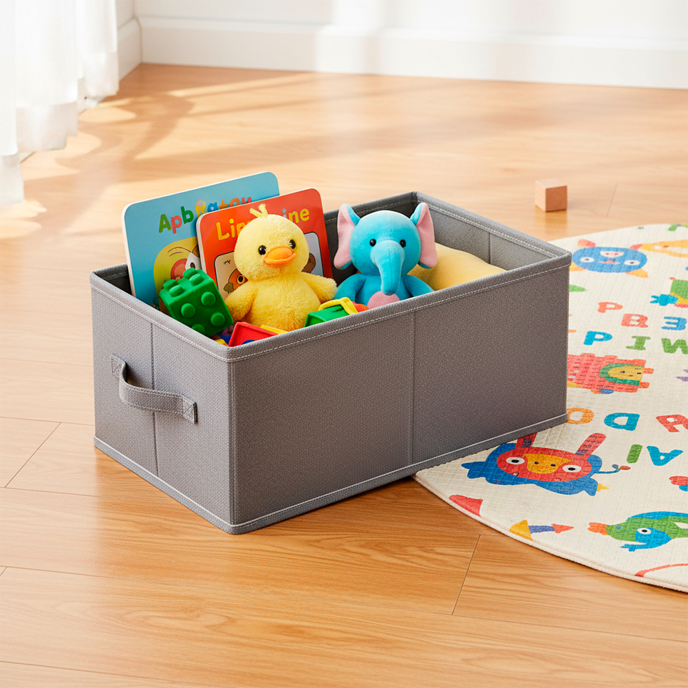 Cesto Organizador Dobrável Life Cinza 33x20x18cm Multiuso