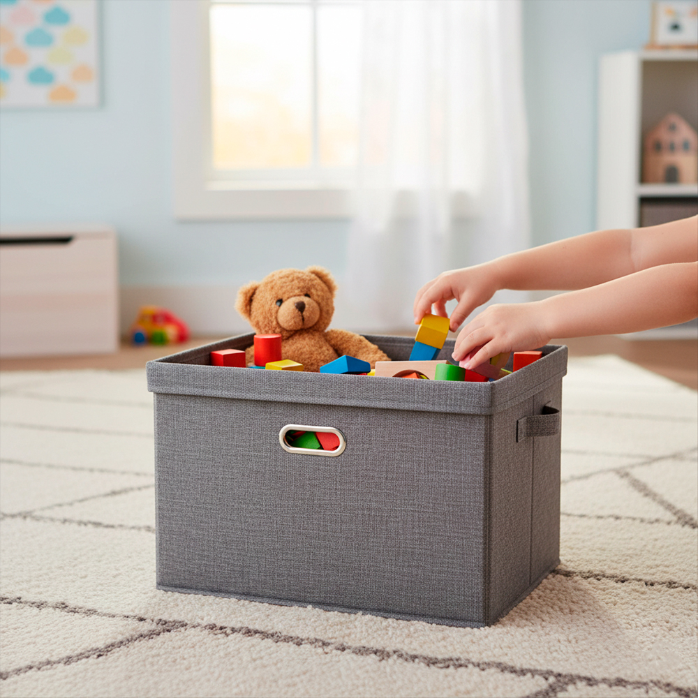 Caixa Organizadora Dobrável Life Cinza Escuro 37x27x26cm