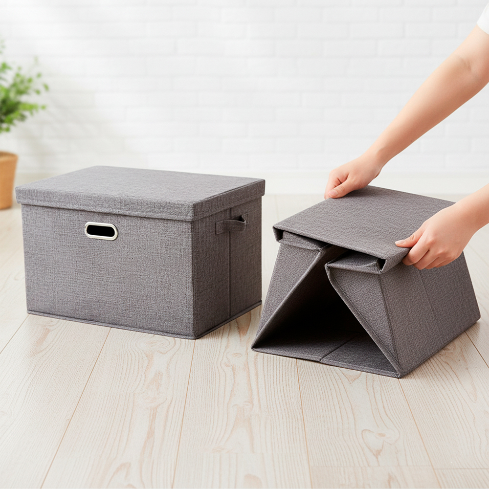 Caixa Organizadora Dobrável Life Cinza Escuro 37x27x26cm