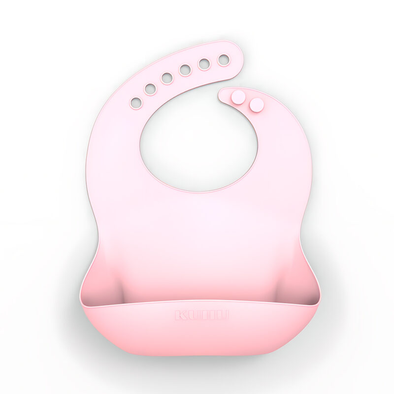 Kuhu Babador Silicone Bebê Rosa Com Coletor De Migalhas