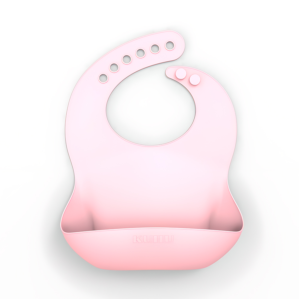 Kuhu Babador Silicone Bebê Rosa Com Coletor De Migalhas