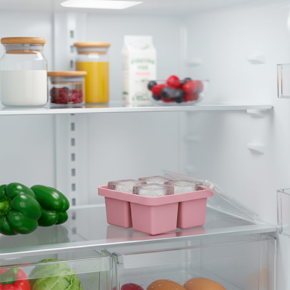 Kuhu Bandeja Alimentos Com Tampa E Forma Gelo Rosa RU016