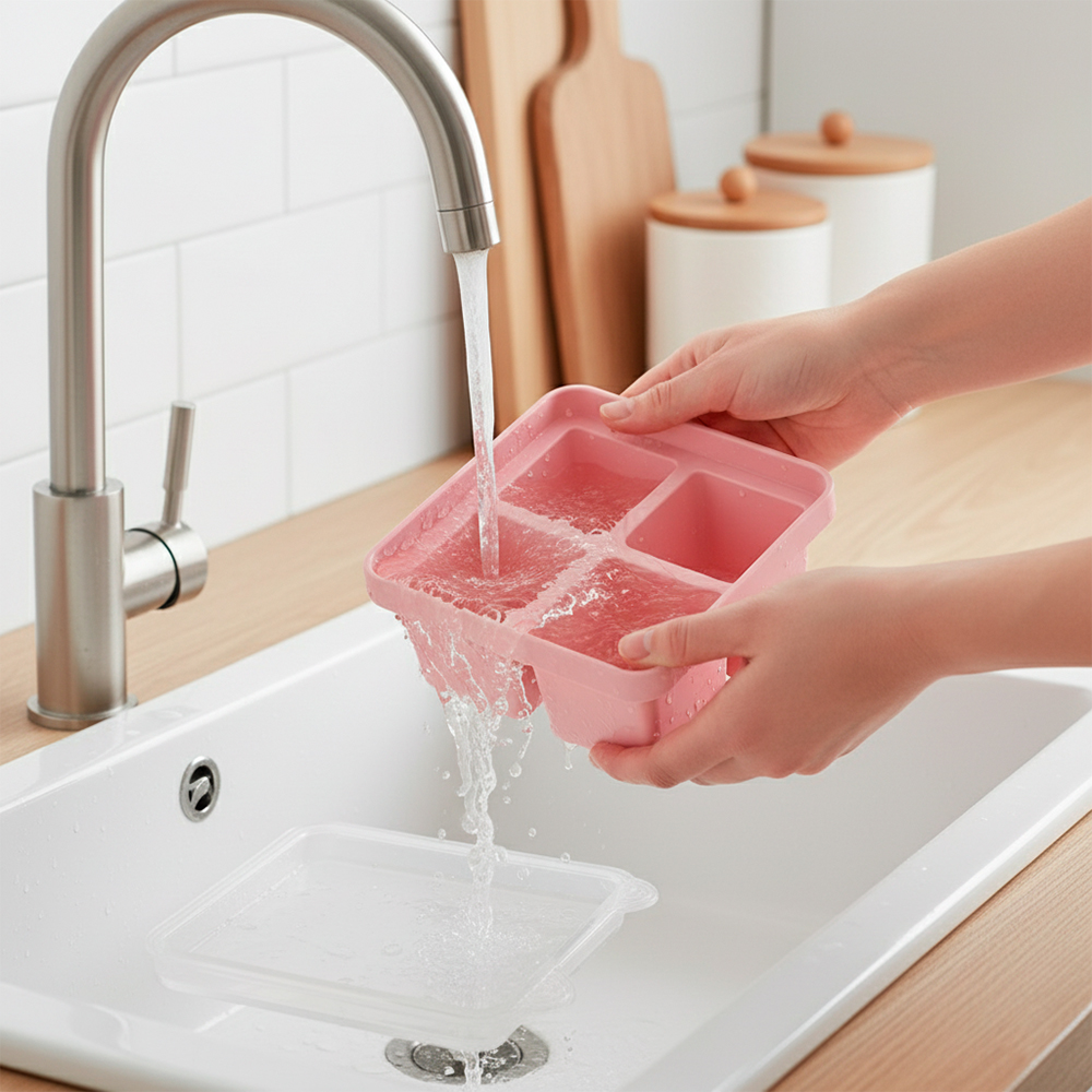 Kuhu Bandeja Alimentos Com Tampa E Forma Gelo Rosa RU016