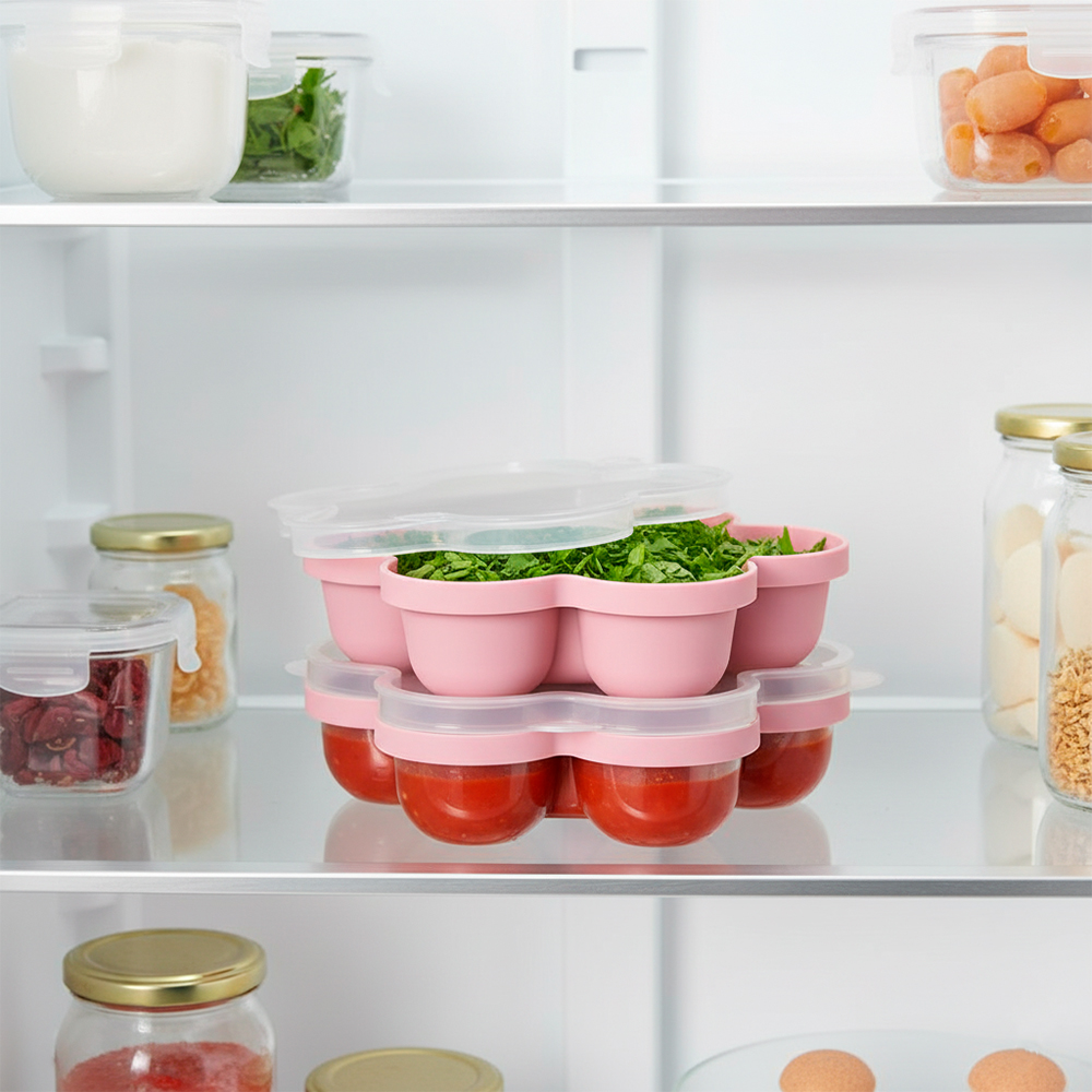 Kuhu Bandeja Organizadora Alimentos tampa Cubo Gelo Rosa