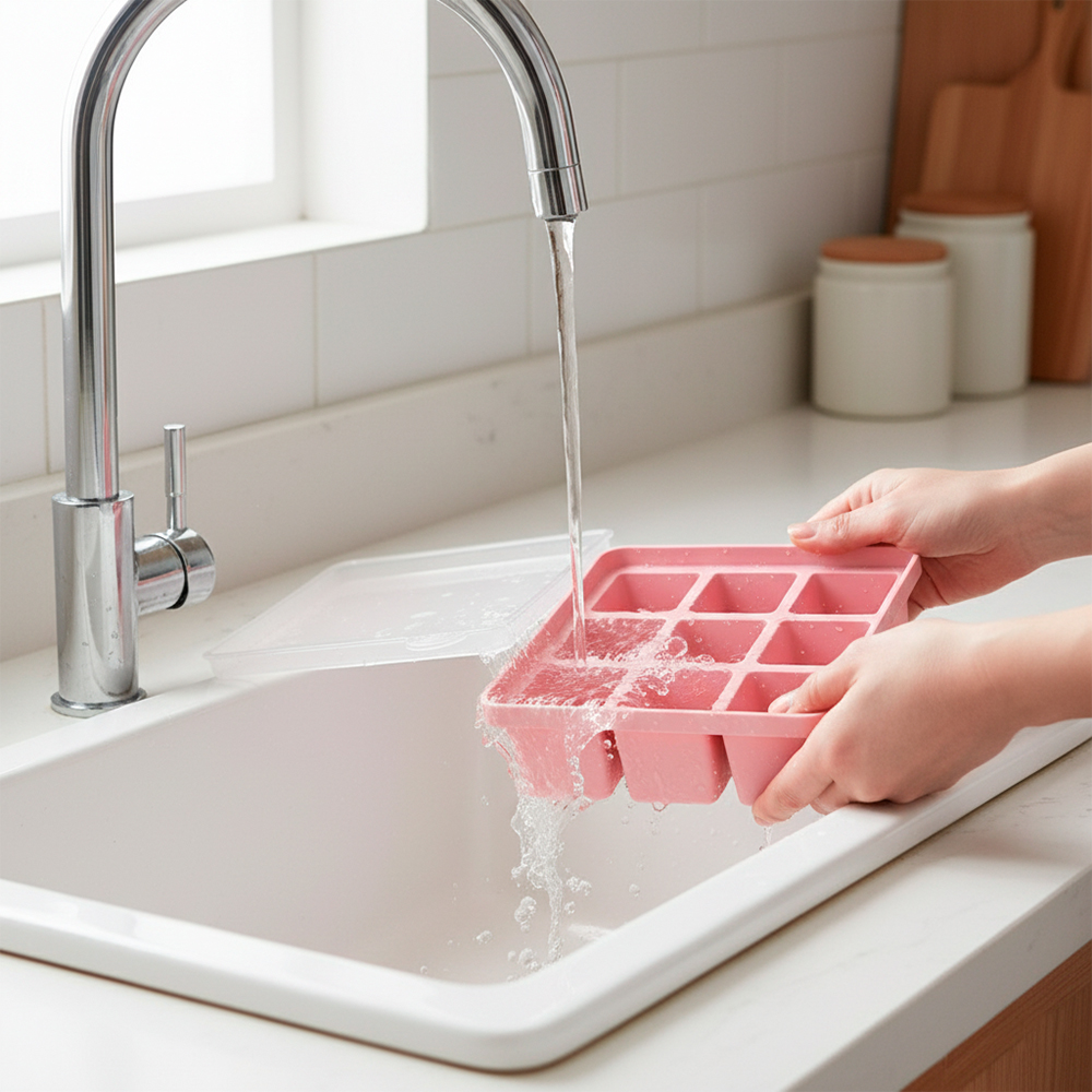 Kuhu Bandeja Organizadora Alimentos Com Tampa Gelo Rosa