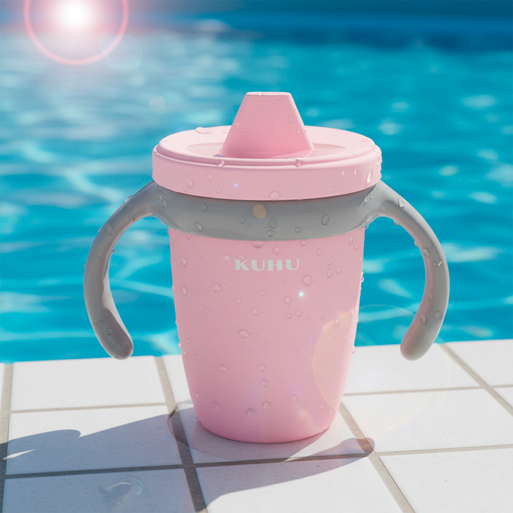 Copo De Treinamento Kuhu 240ml Bico Antivazamento Rosa