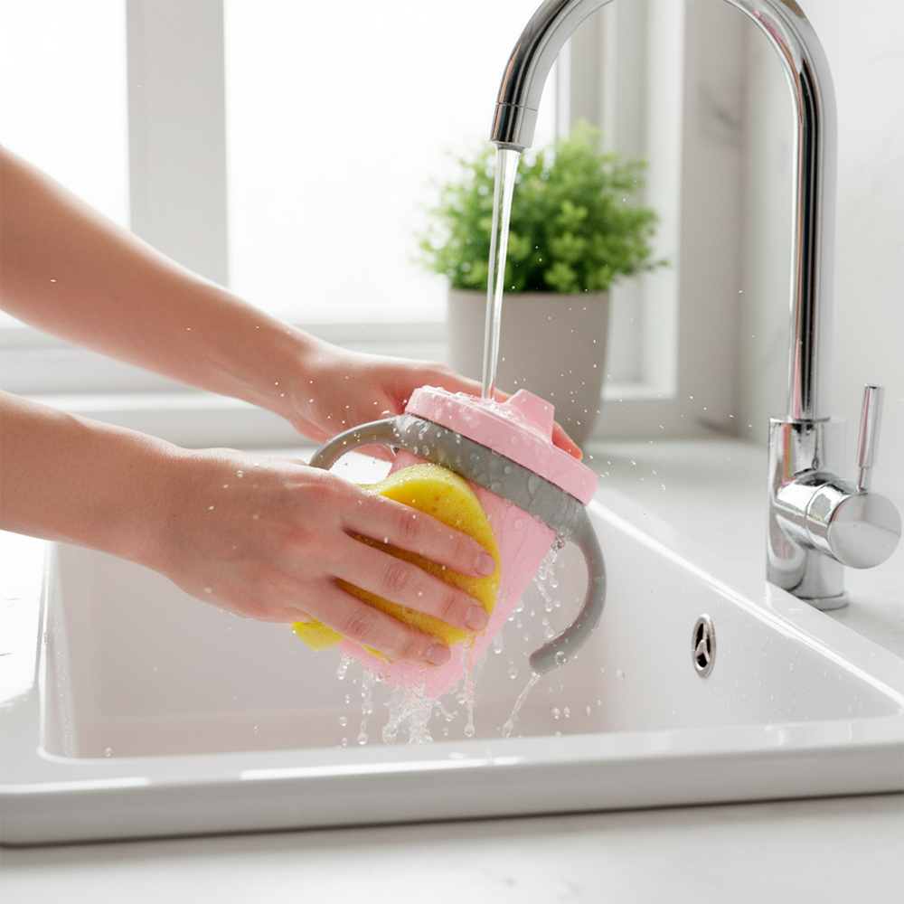 Copo De Treinamento Kuhu 240ml Bico Antivazamento Rosa