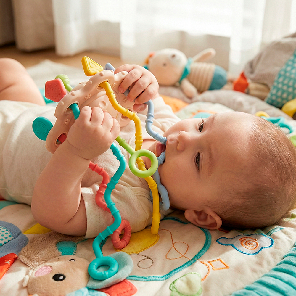 Chocalho Mordedor Life Criança Textura Macia Alívio Gengiva