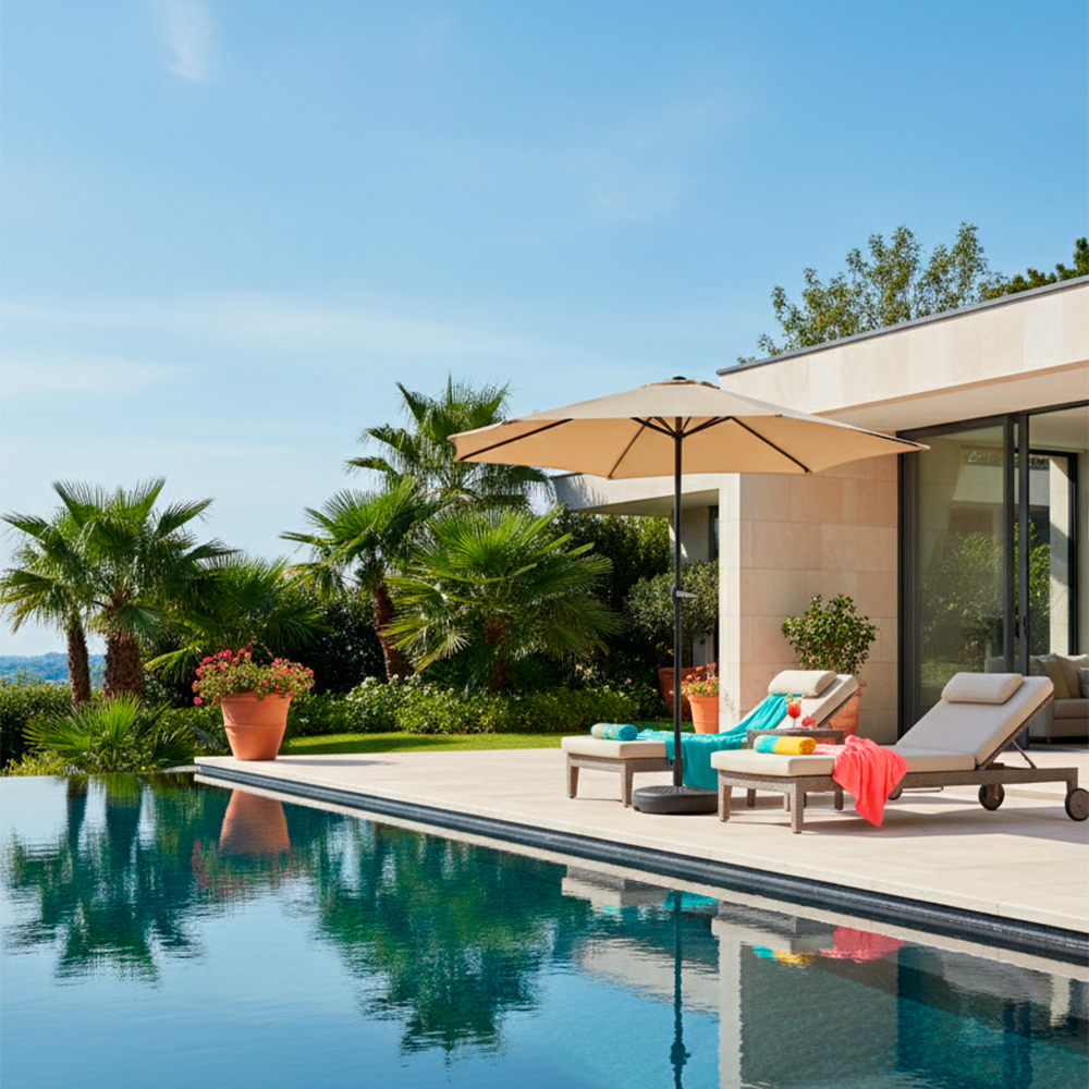 Guarda-Sol Ombrelone Ruixin 2.7M Manivela Jardim Varanda