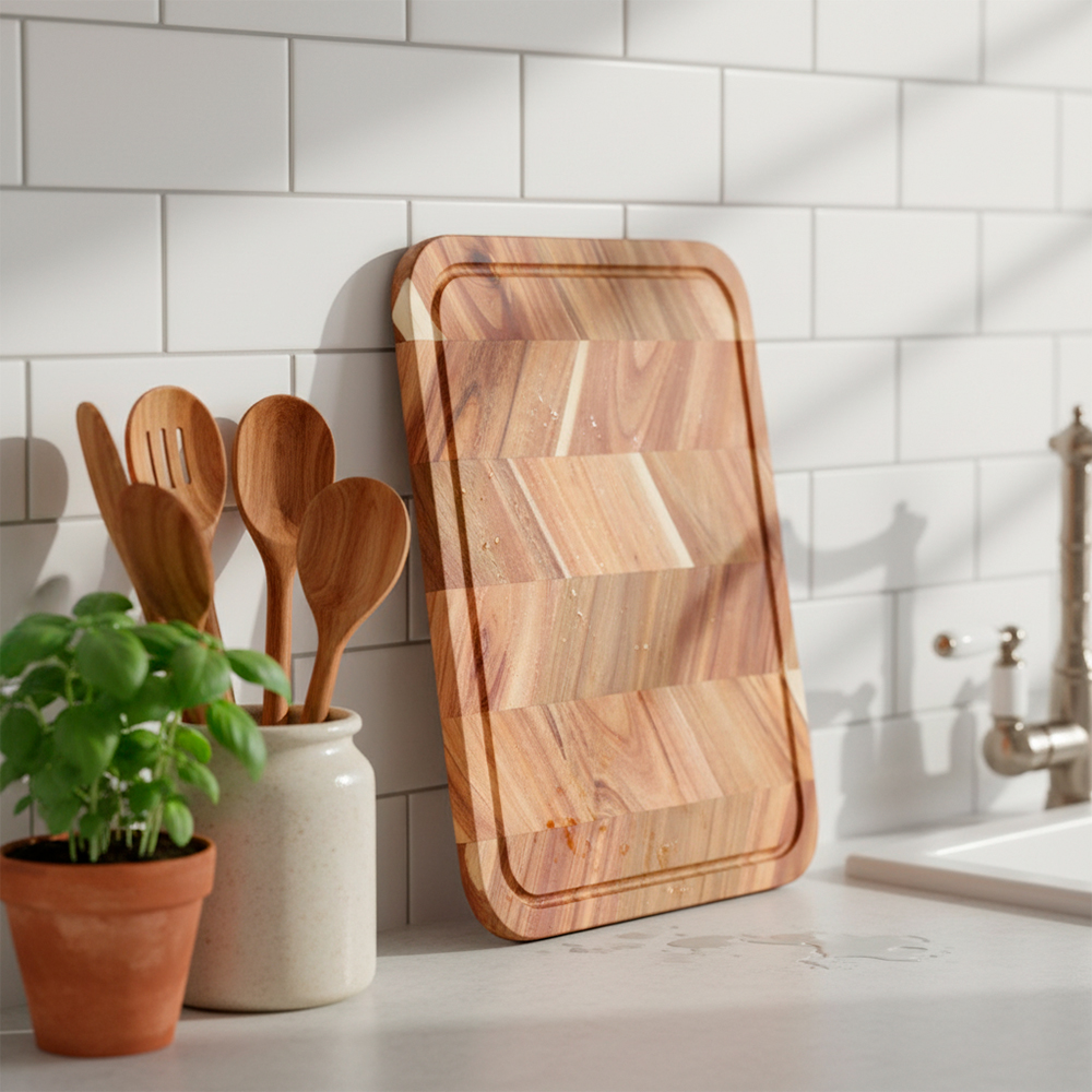 Tábua De Corte Young Shiny Acácia Premium Cozinha Chef