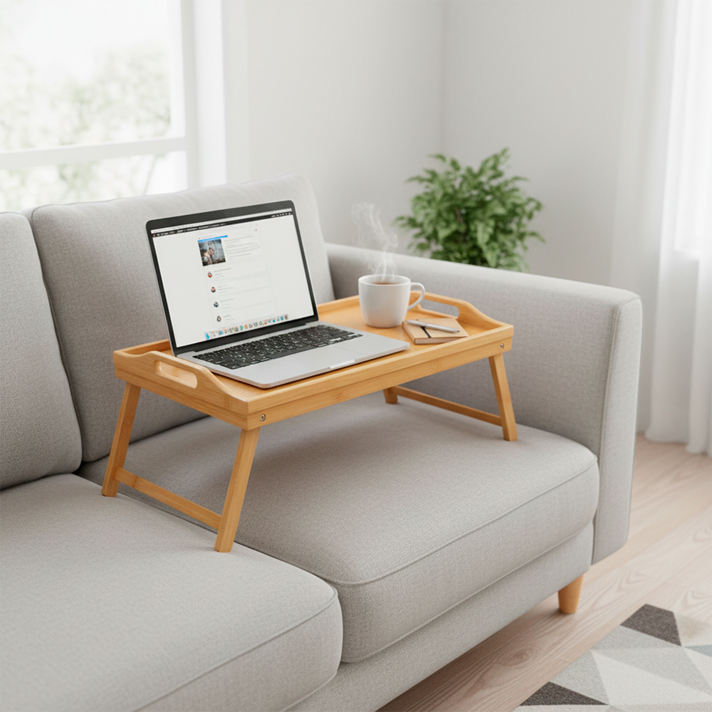 Bandeja Dobrável De Bambu Young Shiny Para Servir Café