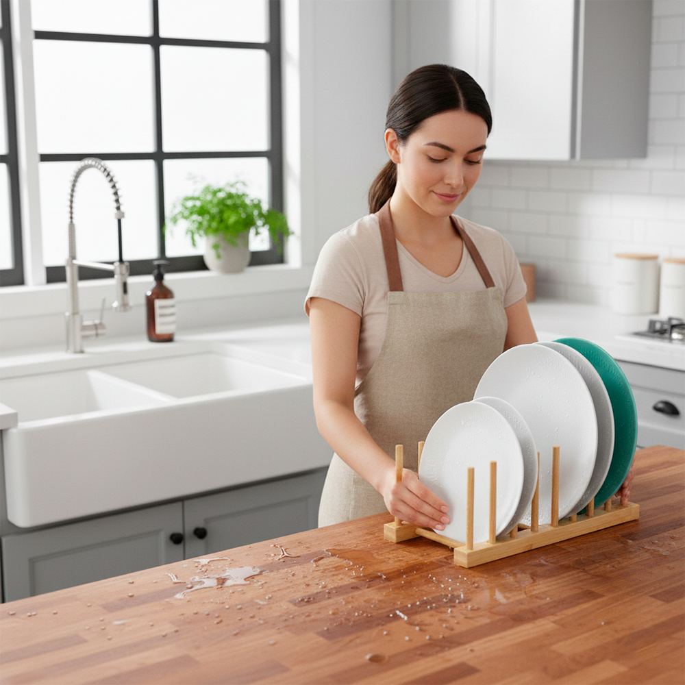 Young Shiny Escorredor De Louça Bambu Para Pratos