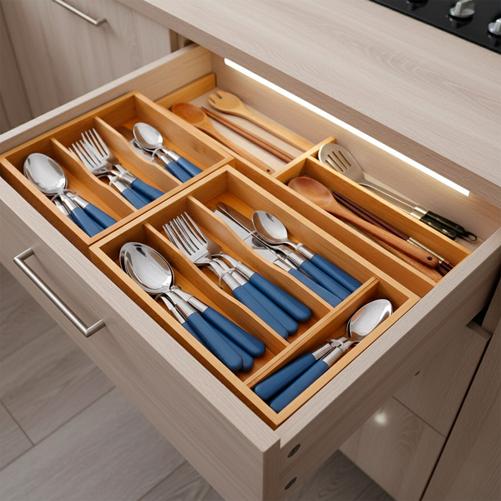 Jogo Talheres Young Shiny 16pçs Inox C/ Bandeja Madeira