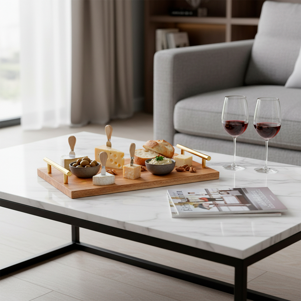 Young Shiny Bandeja Acácia Retangular Para Servir