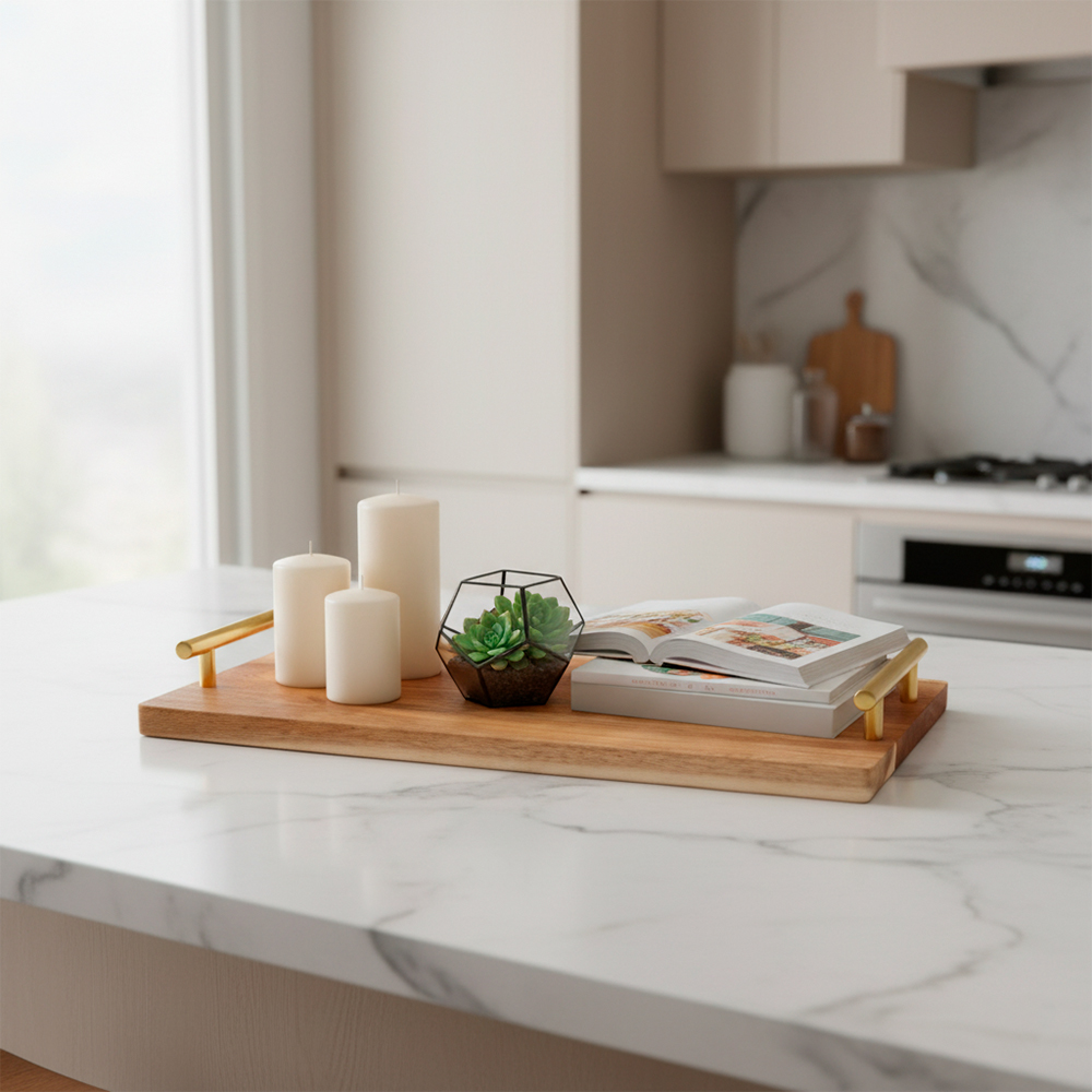 Young Shiny Bandeja Acácia Retangular Para Servir