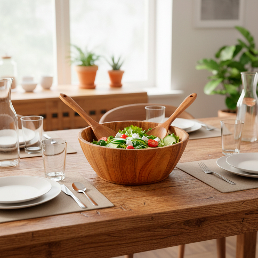 Young Shiny Tigela Salada Grande Colher Garfo 3 Pçs