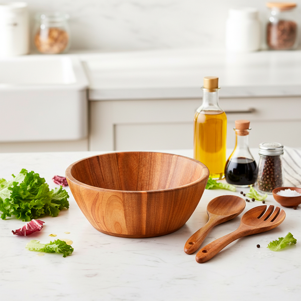 Young Shiny Tigela Salada Grande Colher Garfo 3 Pçs