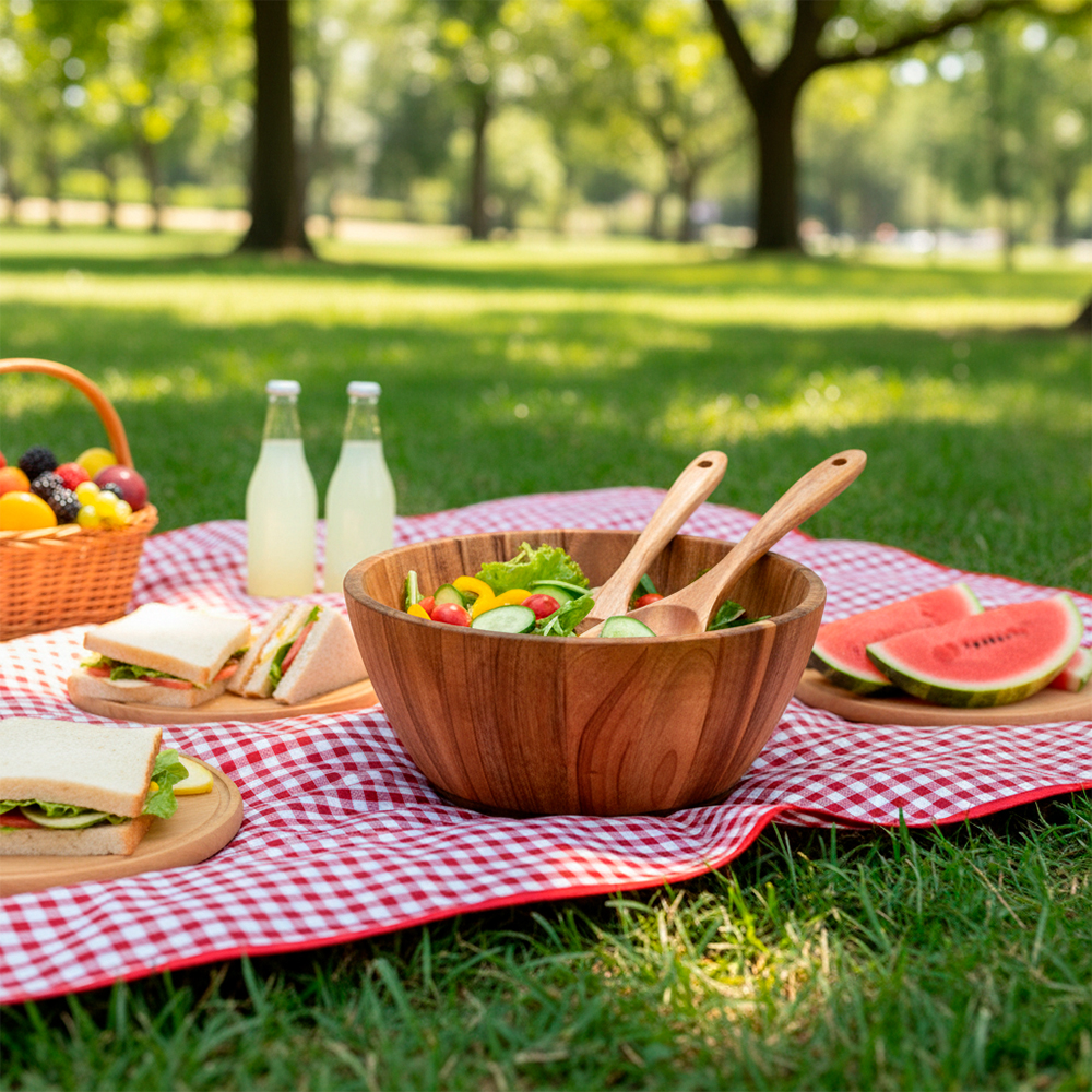 Young Shiny Tigela Salada Grande Colher Garfo 3 Pçs