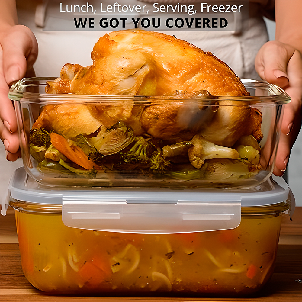 Pote Vidro Hermético Life 880ml Refeição Marmita, Forno 5pcs