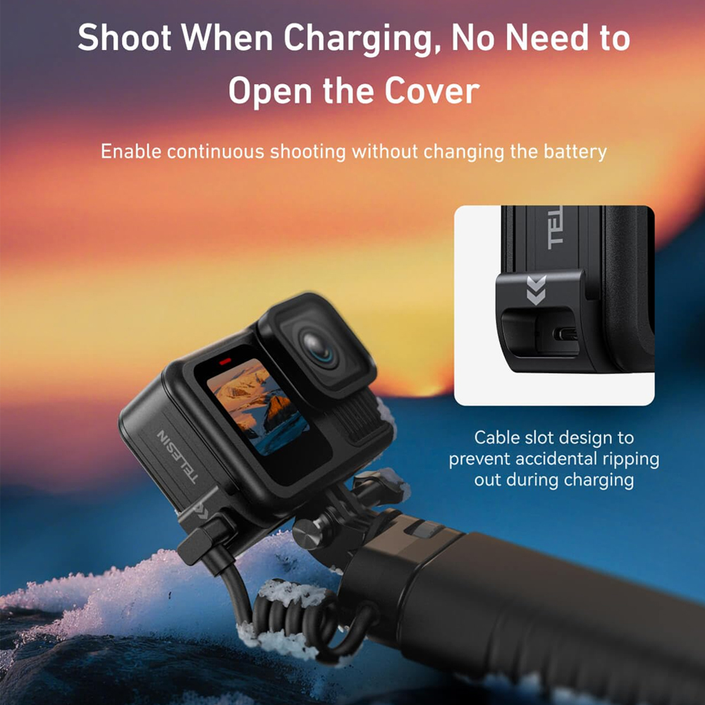 Tampa Lateral Bateria Telesin P/GoPro Hero 9 10 11 12 13