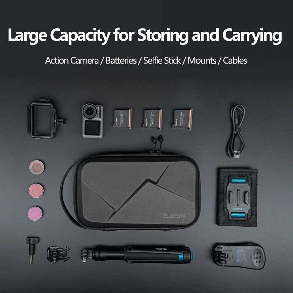Telesin Case Rígido Impermeável GoPro Insta360 DJI Ação