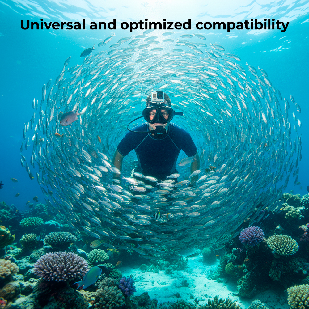 Telesin Óculos Máscara Mergulho Snorkel Câmera Ação