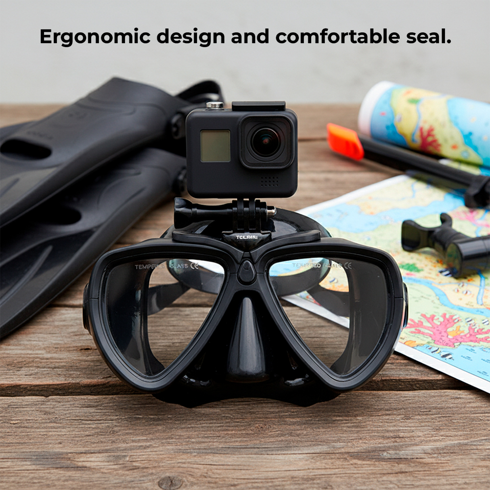 Telesin Óculos Máscara Mergulho Snorkel Câmera Ação