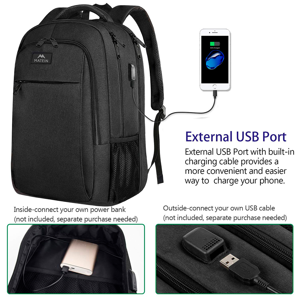 Mochila Matein Notebook 15.6 Porta USB Resistente Água