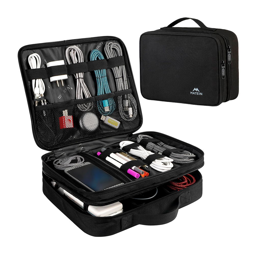 Bolsa Organizador de Cabo Eletrônico Matein Viagem Preta