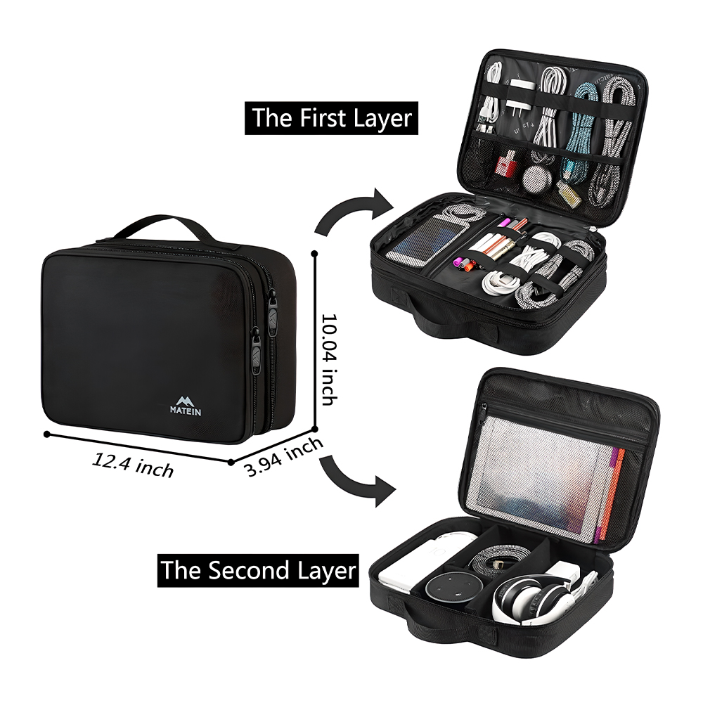 Bolsa Organizador de Cabo Eletrônico Matein Viagem Preta