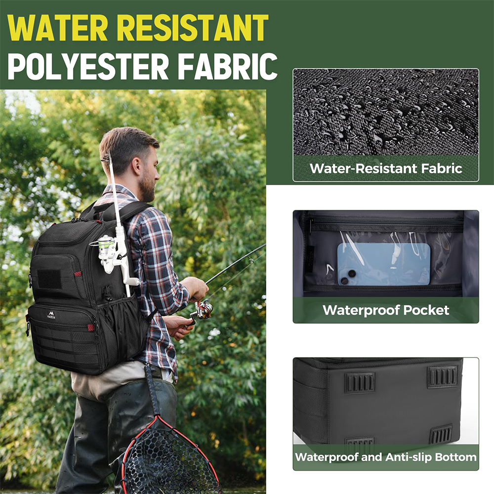 Matein Mochila De Pesca Impermeável Cooler Suporte Varas