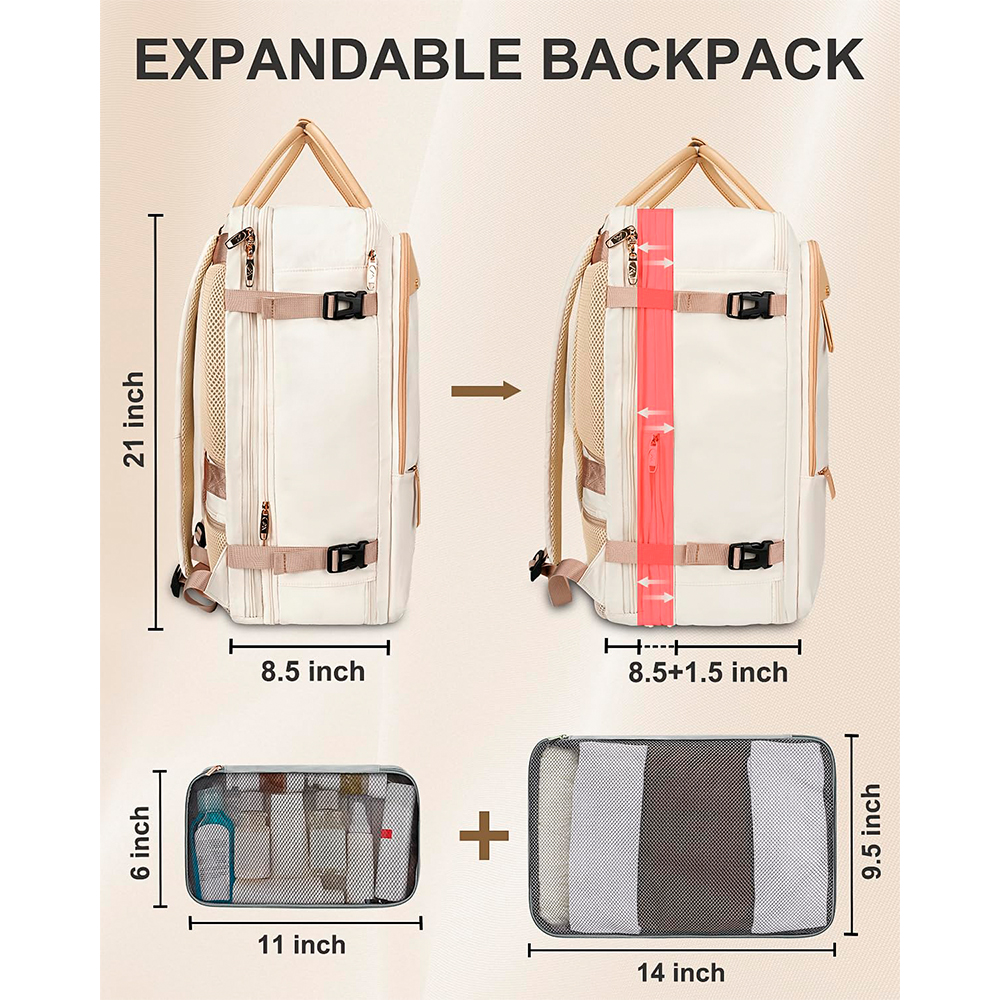 Mochila Viagem Matein Feminina Carry On Laptop 52L Bege