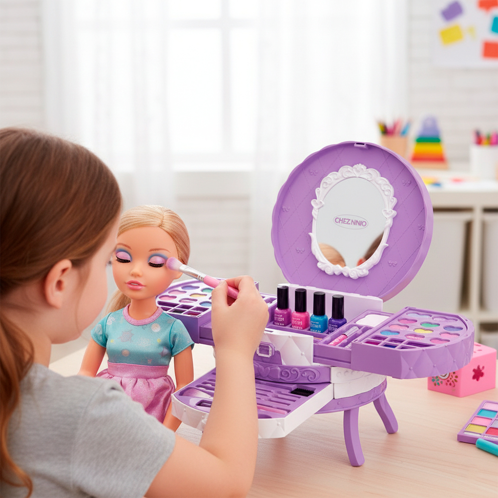 Chezninio Kit Maquiagem Infantil Meninas Lavável Brinquedo