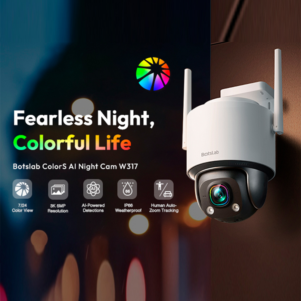 Botslab Câmera Segurança Externa Wi-Fi Pan Tilt W317