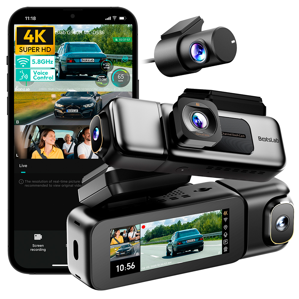 Câmera Veicular Bostbab G980H 3 Canais Gravação Tripla