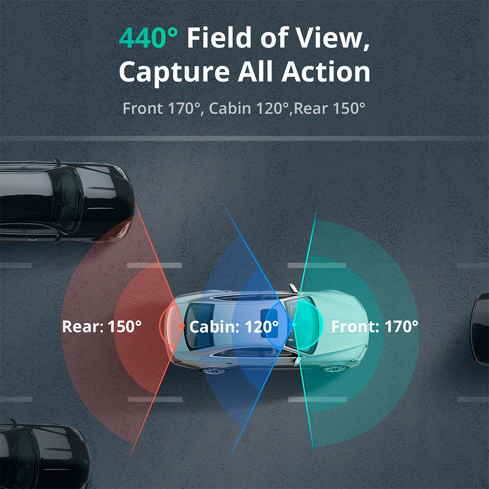 Câmera Veicular Bostbab G980H 3 Canais Gravação Tripla