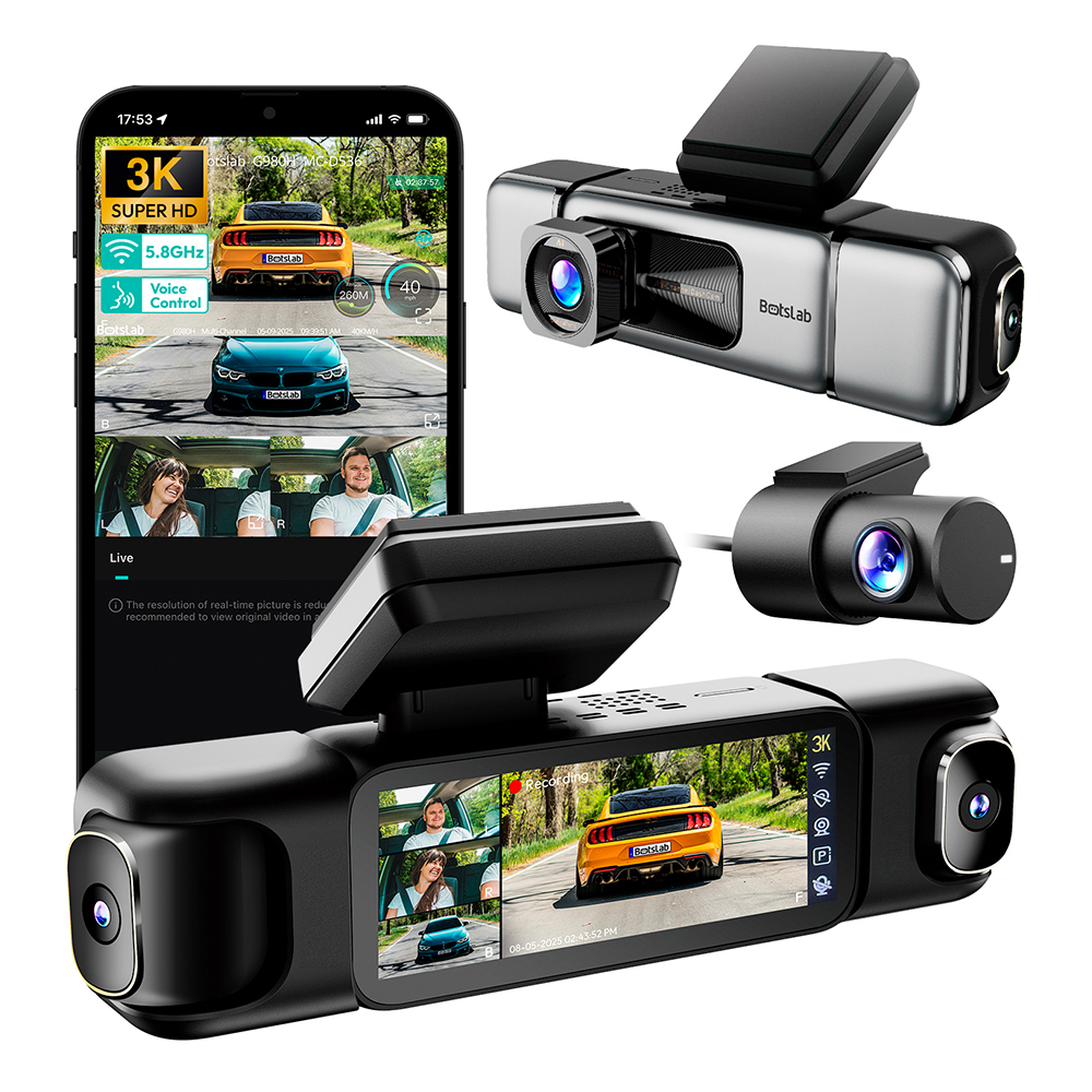 Bostbab Câmera Dash G980H 4 Canais Gravação Segura Carro